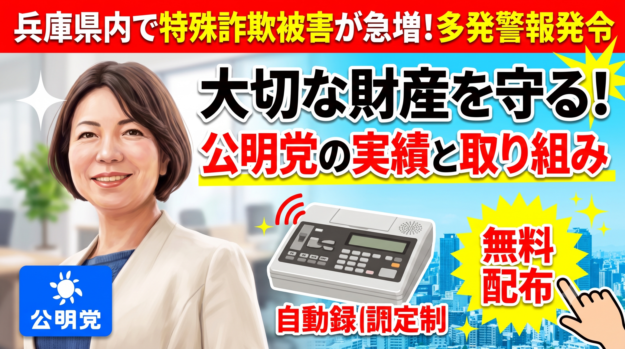 兵庫県内で特殊詐欺被害が急増。大切な財産を守るための公明党の実績と取り組み