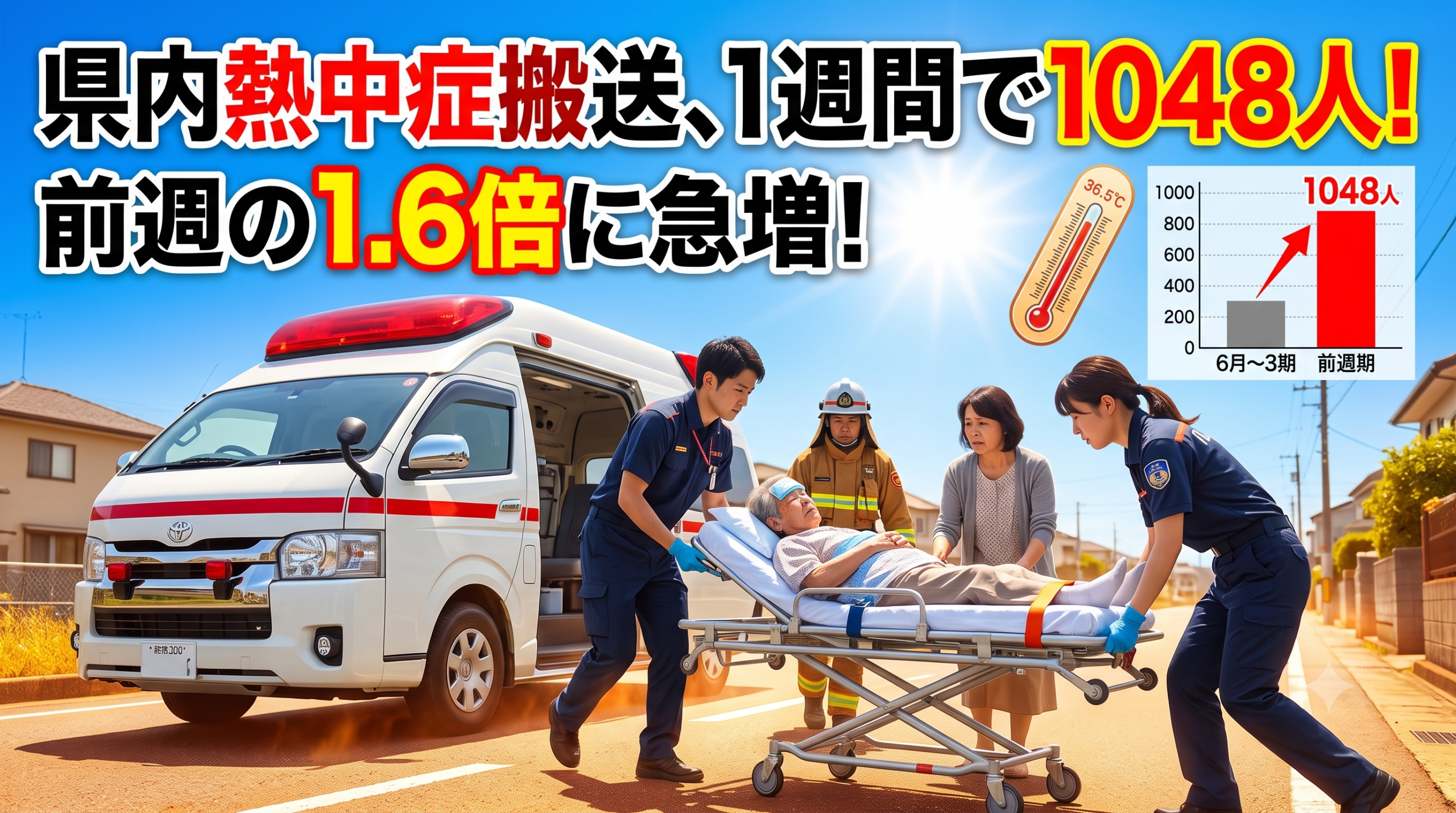 県内の熱中症搬送、1週間で1048人 1週間で1048人が救急搬送